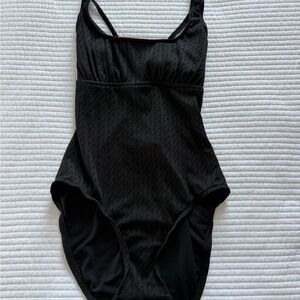 Catalina Black Ribbed Scoop One-Piece Swimsuit